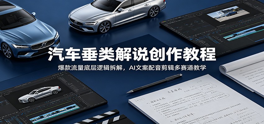 汽车垂类解说创作教程：爆款流量底层逻辑拆解，AI文案配音剪辑多赛道教学-惠声资源站