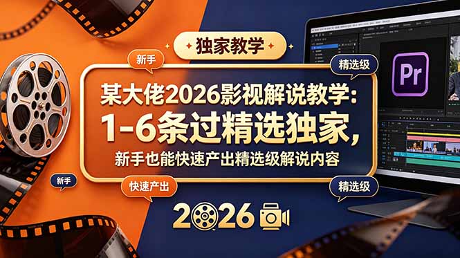 某大佬2026影视解说教学：1-6条过精选独家，新手也能快速产出精选级解说内容-惠声资源站