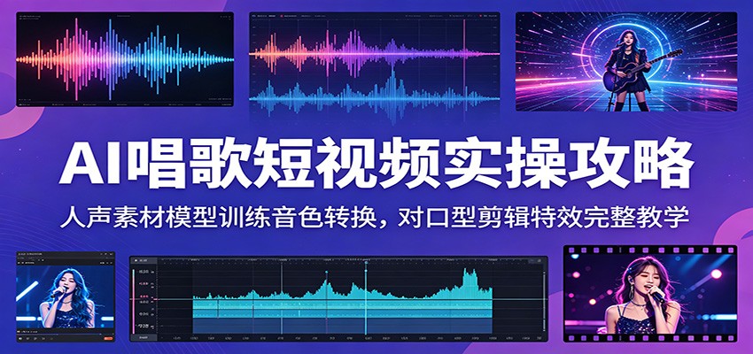 AI唱歌短视频实操攻略：人声素材模型训练音色转换，对口型剪辑特效完整教学-惠声资源站