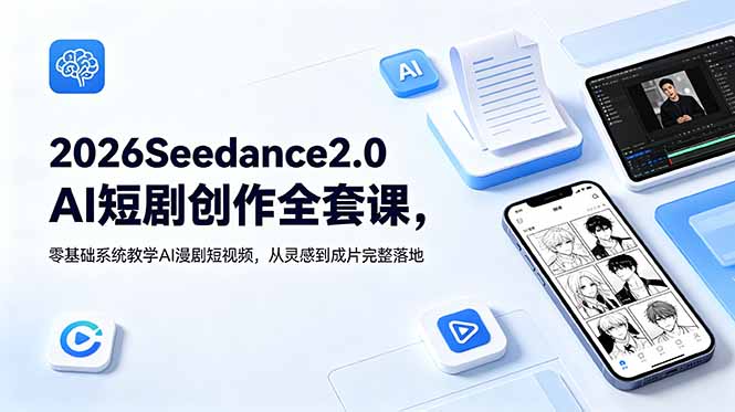 2026Seedance2.0AI短剧创作全套课，零基础系统教学AI漫剧短视频，从灵感到成片完整落地-惠声资源站