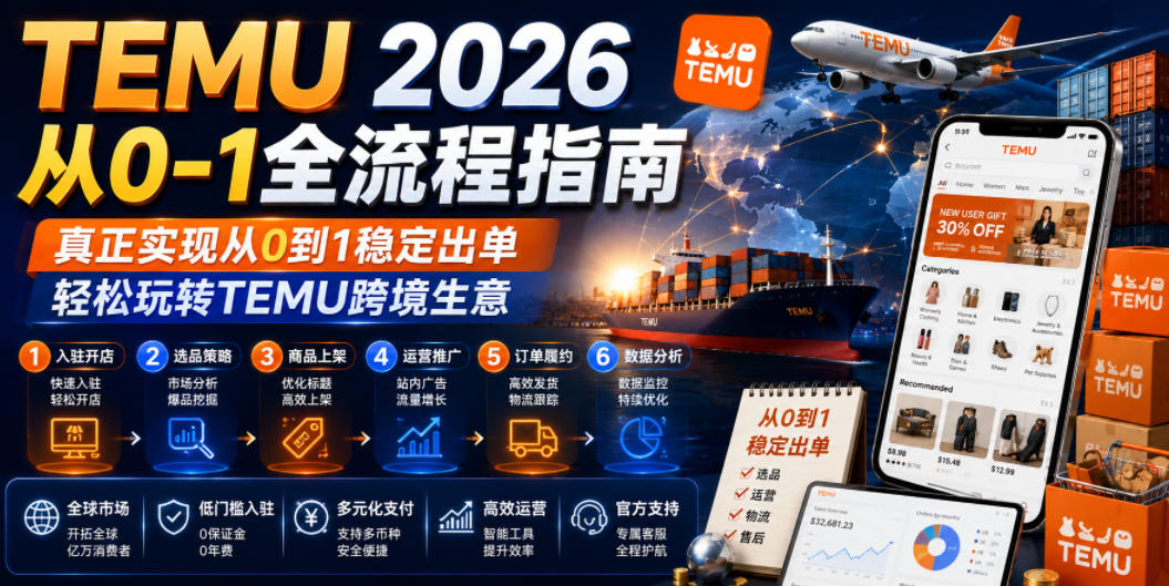 TEMU 2026从0-1全流程指南，真正实现从0到1稳定出单，轻松玩转TEMU跨境生意-惠声资源站