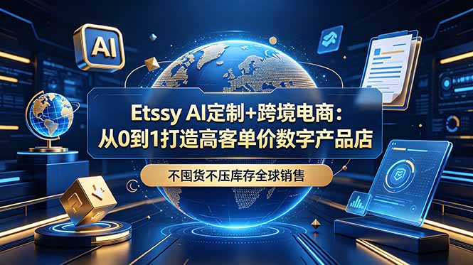 Etsy AI定制+跨境电商：从0到1打造高客单价数字产品店，不囤货不压库存全球销售-惠声资源站