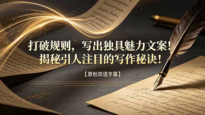 打破规则，写出独具魅力文案！揭秘引人注目的写作秘诀！【原创双语字幕】-惠声资源站