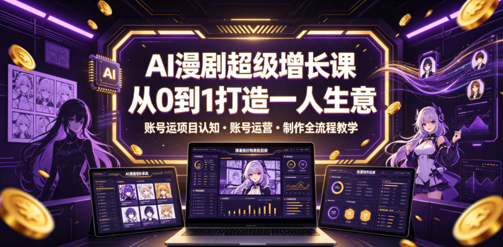 AI漫剧超级增长课，从0到1打造一人生意，项目认知・账号运营・制作全流程教学-惠声资源站
