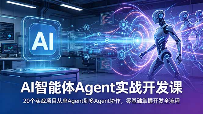 AI智能体Agent实战开发课：20个实战项目从单Agent到多Agent协作，零基础掌握开发全流程-惠声资源站