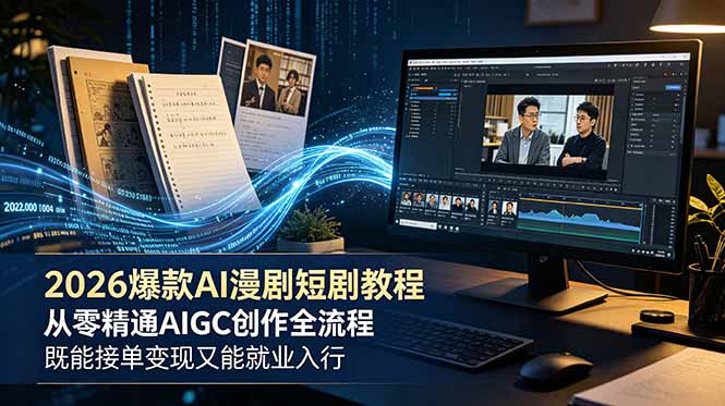 2026 爆款 AI 漫剧短剧教程 从零精通 AIGC 创作全流程 既能接单变现又能就业入行-惠声资源站