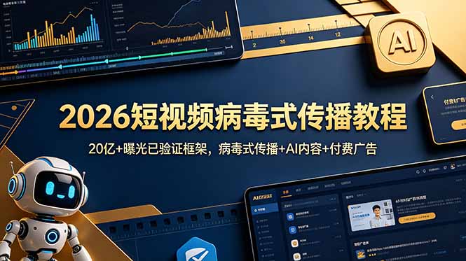 2026短视频病毒式传播教程：20亿+曝光已验证框架，病毒式传播+AI内容+付费广告-惠声资源站