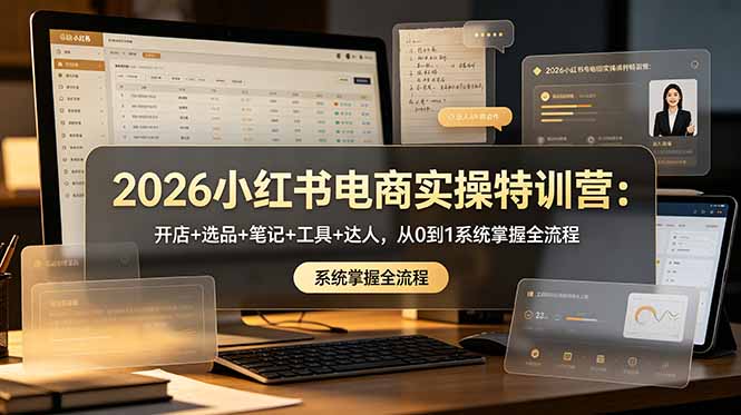 2026小红书电商实操特训营：开店+选品+笔记+工具+达人，从0到1系统掌握全流程-惠声资源站