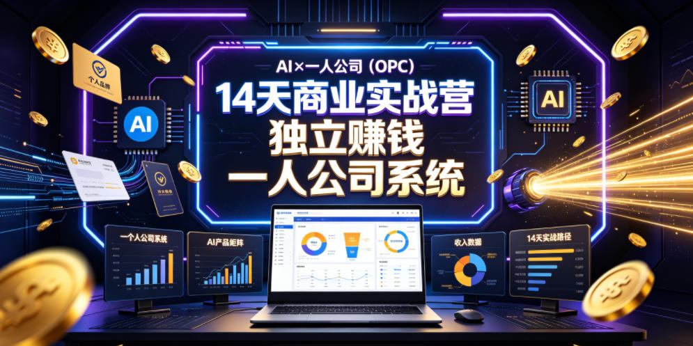 AI×一人公司(OPC)14天商业实战营，用AI帮你搭建一个属于你自己的、能独立賺钱的一人公司系统-惠声资源站