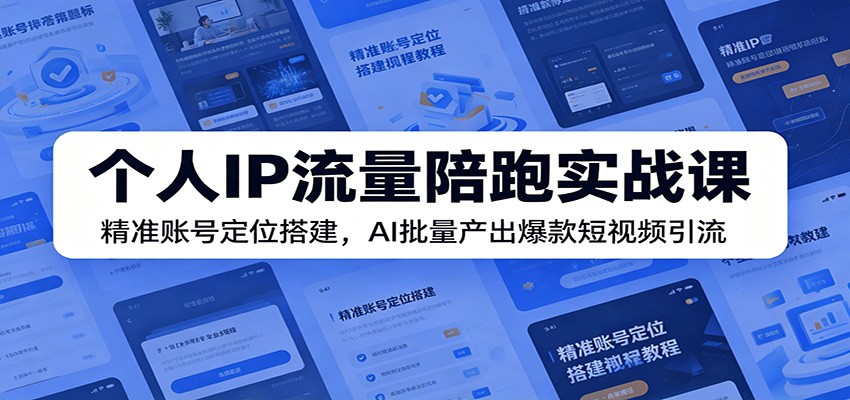 个人IP流量陪跑实战课：精准账号定位搭建，AI批量产出爆款短视频引流-惠声资源站