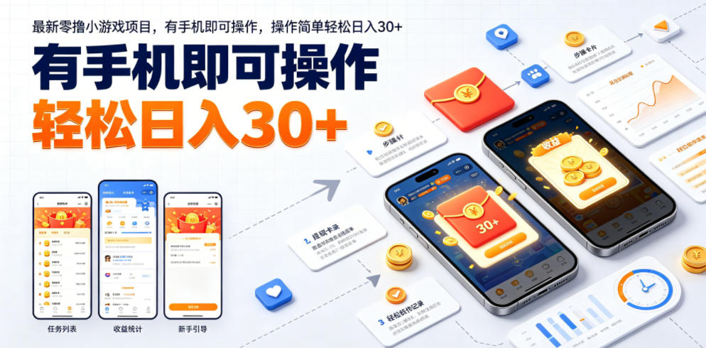 最新零撸小游戏项目，有手机即可操作，操作简单轻松日入30+-惠声资源站