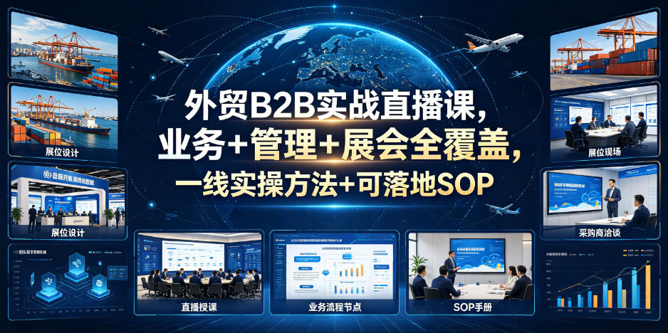 外贸B2B实战直播课，业务+管理+展会全覆盖，一线实操方法+可落地SOP-惠声资源站