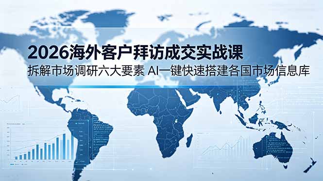 2026海外客户拜访成交实战课：拆解市场调研六大要素，AI一键快速搭建各国市场信息库-惠声资源站