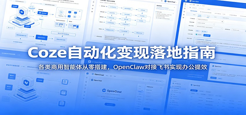 Coze自动化变现落地指南：各类商用智能体从零搭建，OpenClaw对接飞书实现办公提效-惠声资源站