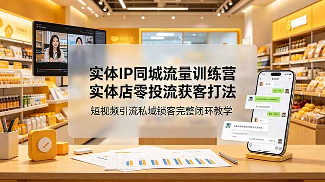 实体IP同城流量训练营：实体店零投流获客打法，短视频引流私域锁客完整闭环教学-惠声资源站