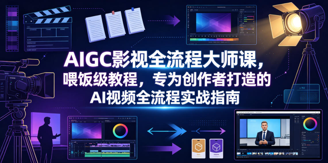 AIGC影视全流程大师课，喂饭级教程，专为创作者打造的AI视频全流程实战指南-惠声资源站