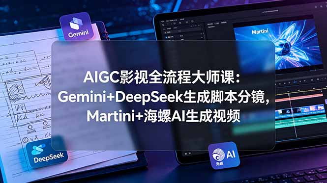 AIGC影视全流程大师课：Gemini+DeepSeek生成脚本分镜，Martini+海螺AI生成视频-惠声资源站
