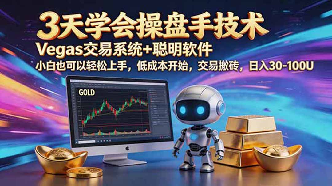 三天学会操盘手技术，vegas技术+聪明软件，小白也可以轻松上手，日入500+-惠声资源站
