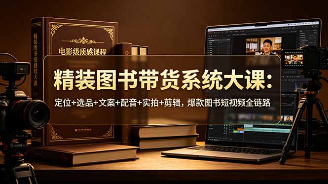 精装图书带货系统大课：定位+选品+文案+配音+实拍+剪辑，爆款图书短视频全链路-惠声资源站