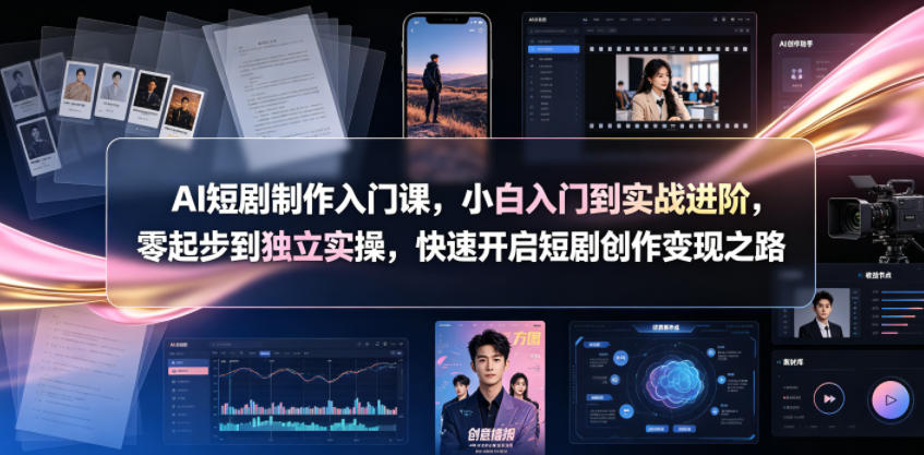 AI短剧制作入门课，小白入门到实战进阶，零起步到独立实操，快速开启短剧创作变现之路-惠声资源站