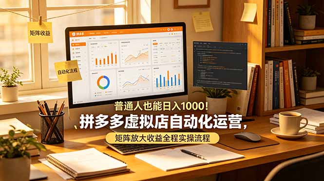 普通人也能日入 1000！拼多多虚拟店自动化运营，矩阵放大收益全程实操流程-惠声资源站