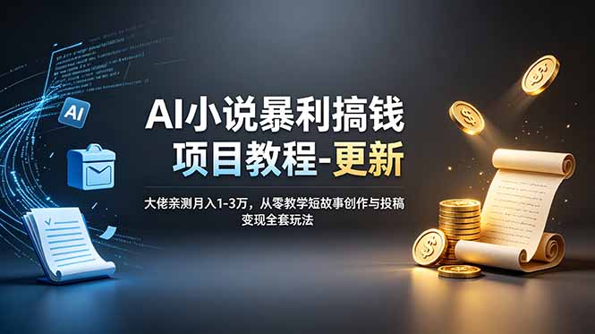 AI小说暴利搞钱项目教程-更新，大佬亲测月入1-3万，从零教学短故事创作与投稿变现全套玩法-惠声资源站
