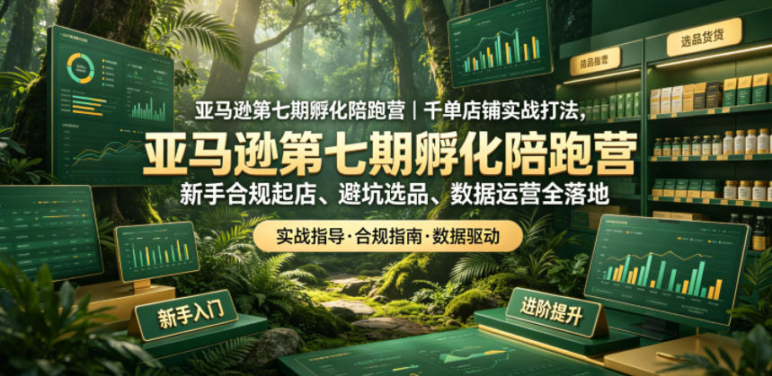 亚马逊第七期孵化陪跑营｜千单店铺实战打法，新手合规起店、避坑选品、数据运营全落地(更新0625)-惠声资源站