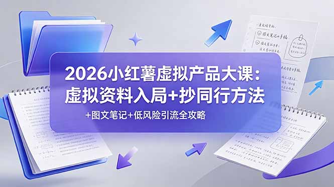 2026小红薯虚拟产品大课：虚拟资料入局+抄同行方法+图文笔记+低风险引流全攻略-惠声资源站