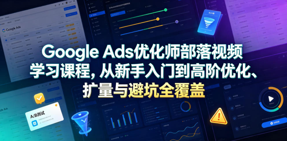 Google Ads优化师部落视频学习课程，从新手入门到高阶优化、扩量与避坑全覆盖(更新2026)-惠声资源站