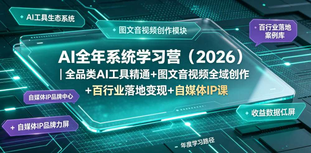 AI全年系统学习营(2026)｜全品类AI工具精通+图文音视频全域创作+百行业落地变现+自媒体IP打造年度进阶大课-惠声资源站