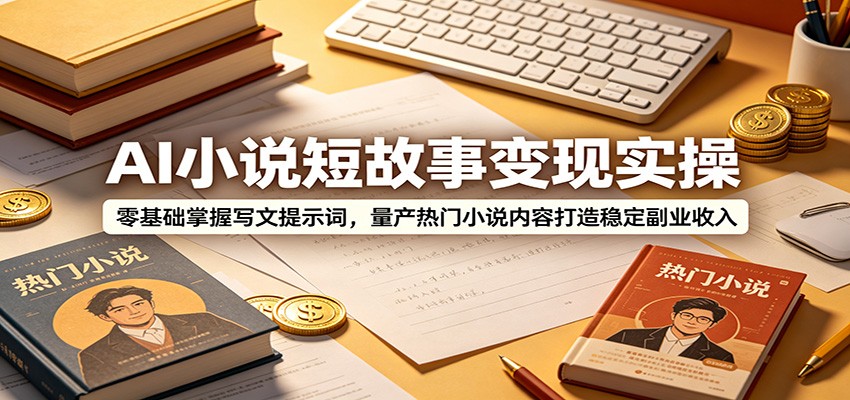 AI小说短故事变现实操：零基础掌握写文提示词，量产热门小说内容打造稳定副业收入-惠声资源站