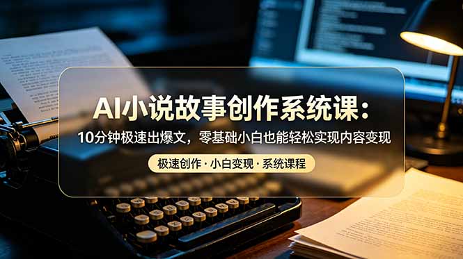 AI小说故事创作系统课：10分钟极速出爆文，零基础小白也能轻松实现内容变现-惠声资源站
