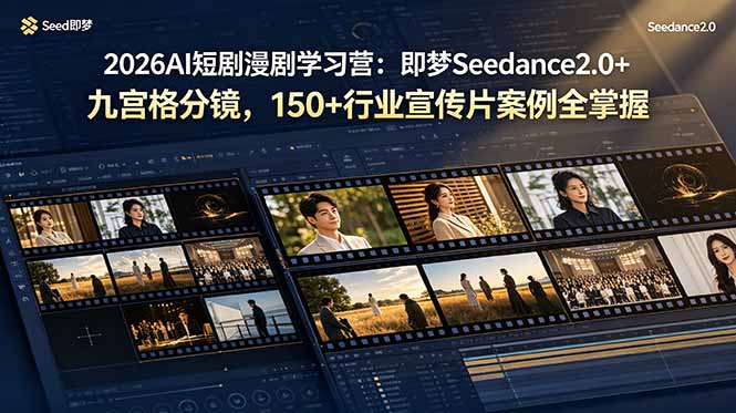 2026AI短剧漫剧学习营：即梦Seedance2.0+九宫格分镜，150+行业宣传片案例全掌握-惠声资源站