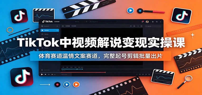 TikTok中视频解说变现实操课：体育赛道温情文案赛道，完整起号剪辑批量出片-惠声资源站