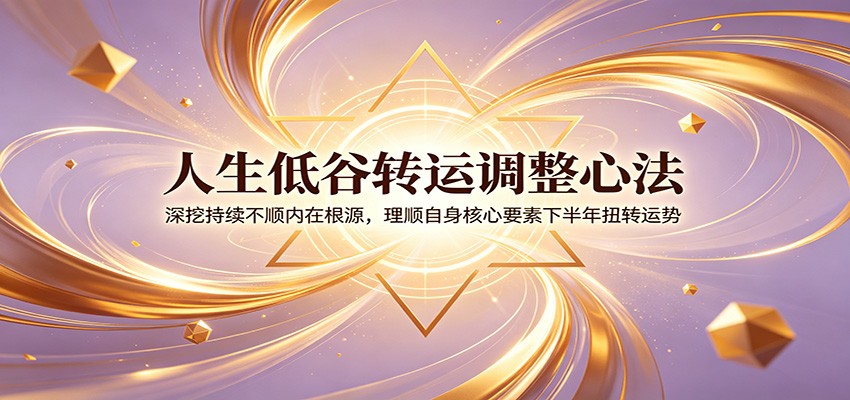 人生低谷转运调整心法：深挖持续不顺内在根源，理顺自身核心要素下半年扭转运势-惠声资源站