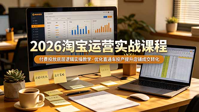 2026 淘宝运营实战课程，付费投放底层逻辑实操教学，优化直通车投产提升店铺成交转化-惠声资源站
