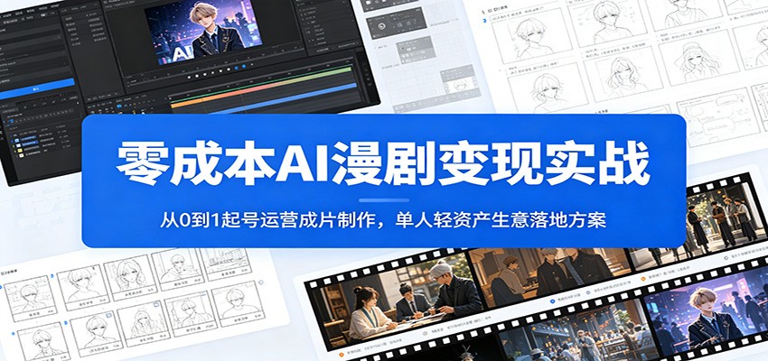 零成本AI漫剧变现实战：从0到1起号运营成片制作，单人轻资产生意落地方案-惠声资源站