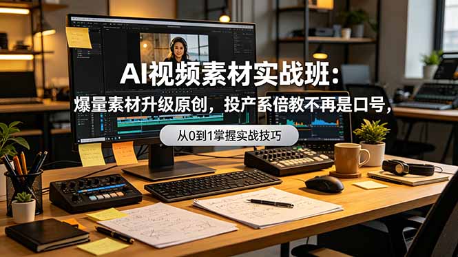 AI视频素材实战班：爆量素材升级原创，投产翻倍不再是口号，0-1系统教学实战落地-惠声资源站