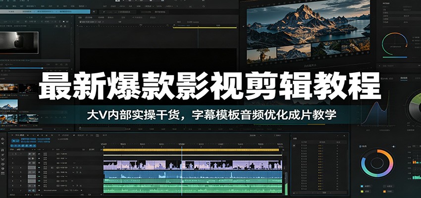 最新爆款影视剪辑教程：大V内部实操干货，字幕模板音频优化成片教学-惠声资源站