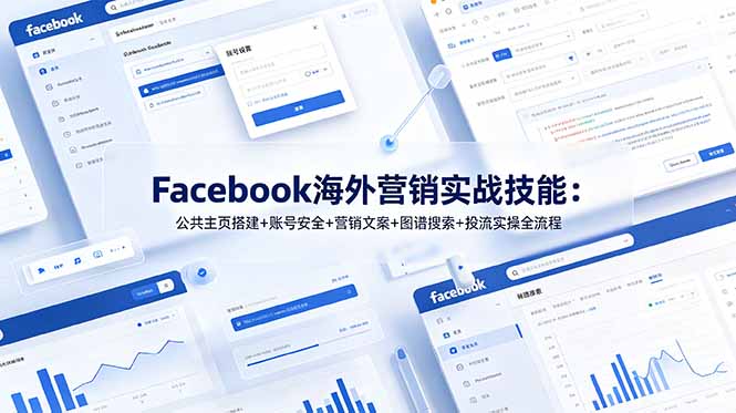Facebook海外营销实战技能：公共主页搭建+账号安全+营销文案+图谱搜索+投流实操全流程-惠声资源站