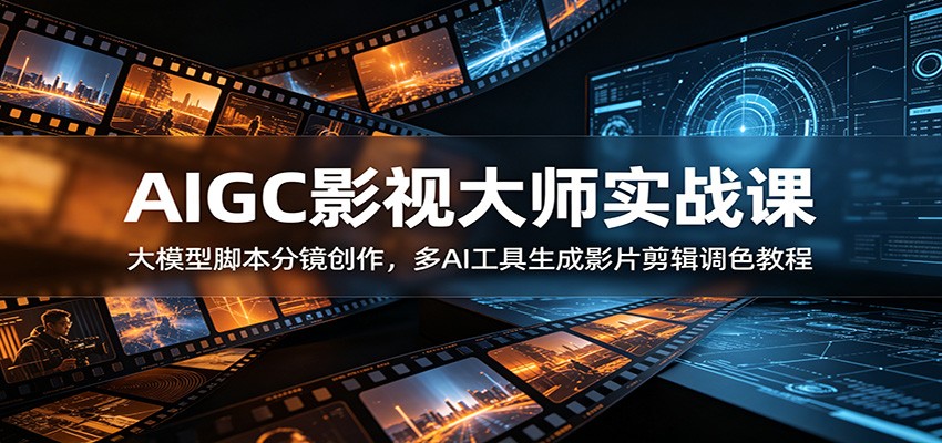 AIGC影视大师实战课：大模型脚本分镜创作，多AI工具生成影片剪辑调色教程-惠声资源站