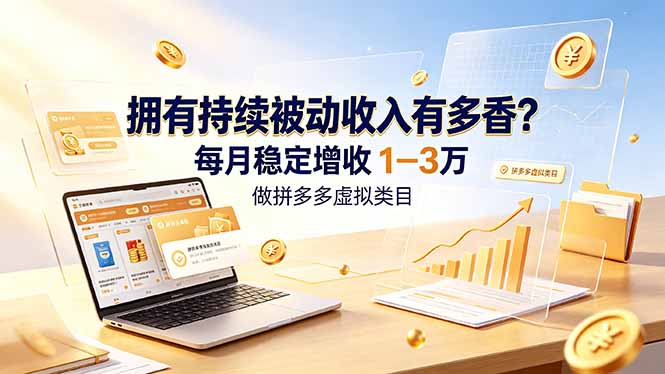 拥有持续被动收入有多香？做拼多多虚拟类目，每月稳定增收 1-3 万-惠声资源站