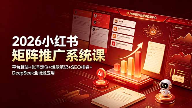 2026小红书矩阵推广系统课：平台算法+账号定位+爆款笔记+SEO排名+DeepSeek全场景应用-惠声资源站