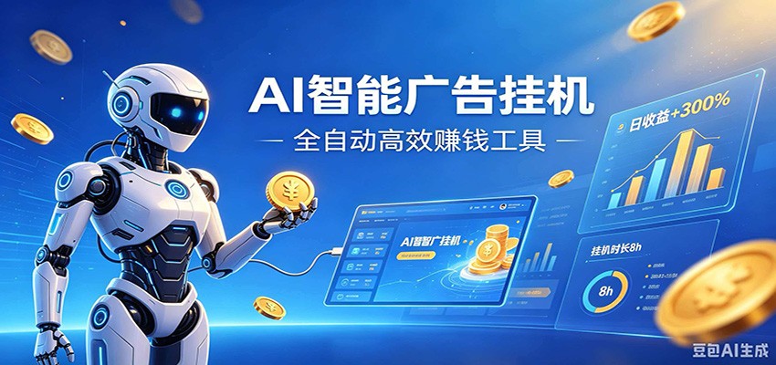 AI智能广告挂机，小白轻松上手，在家自动赚收益-惠声资源站