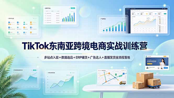 TikTok东南亚跨境电商实战训练营：多站点入驻+数据选品+ERP铺货+广告达人+直播发货全流程落地-惠声资源站
