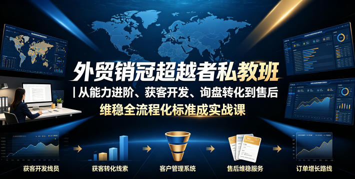 外贸销冠超越者私教班｜从能力进阶、获客开发、询盘转化到售后维稳全流程标准化成交实战课-惠声资源站
