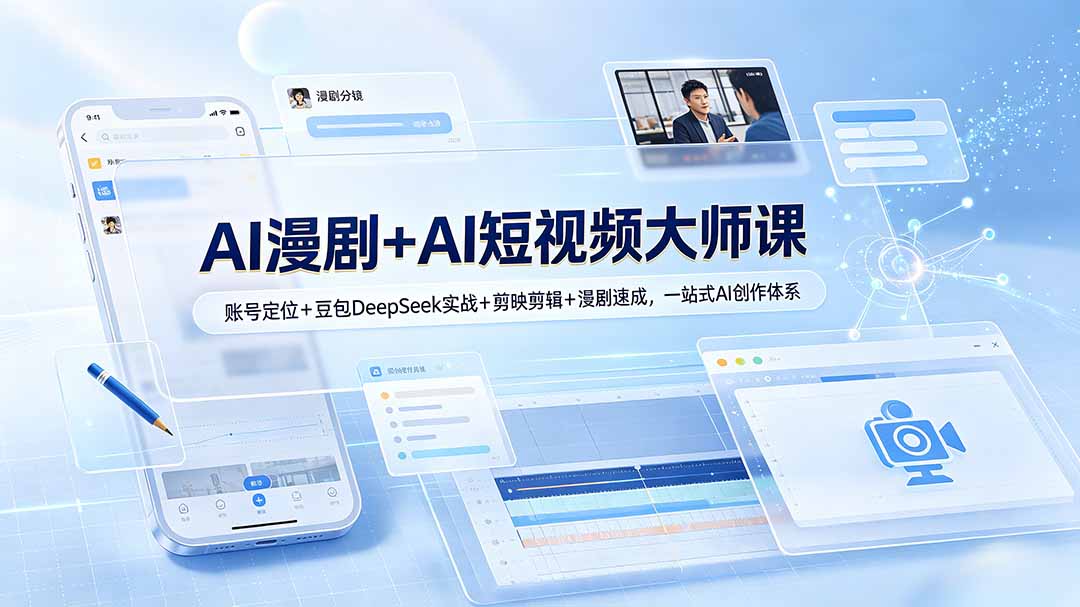AI漫剧+AI短视频大师课：账号定位+豆包DeepSeek实战+剪映剪辑+漫剧速成，一站式AI创作体系-惠声资源站