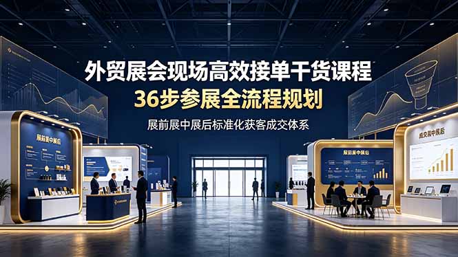 外贸展会现场高效接单干货课程，36步参展全流程规划，展前展中展后标准化获客成交体系-惠声资源站