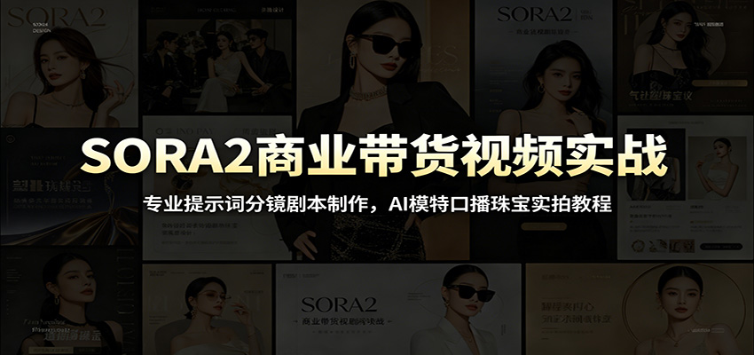 SORA2商业带货视频实战：专业提示词分镜剧本制作，AI模特口播珠宝实拍教程-惠声资源站