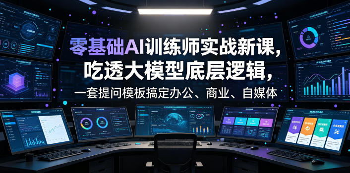 零基础AI训练师实战课，吃透大模型底层逻辑，一套提问模板搞定办公、商业、自媒体、设计、生活全场景AI落地应用-惠声资源站